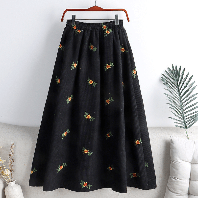 Wildflower Corduroy Midi Skirt